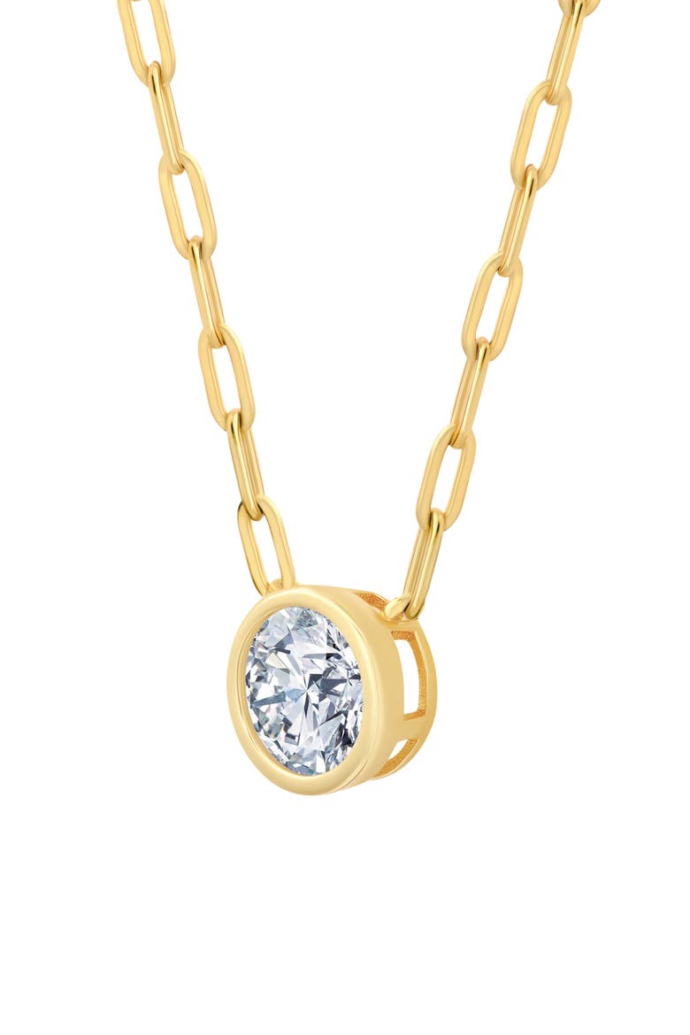 Bezel Set Cubic Zirconia Pendant Necklace, Alternate, color, GOLD