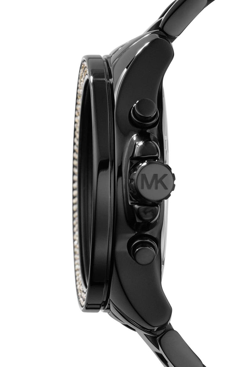 Michael Kors 'Wren' Pavé Dial Chronograph Bracelet Watch, 42mm, Alternate, color, BLACK/ GOLD