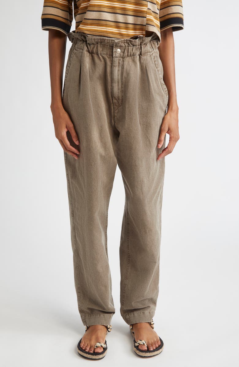 Isabel Marant Étoile Neriah Cotton & Linen Pants, Main, color, Dark Bronze