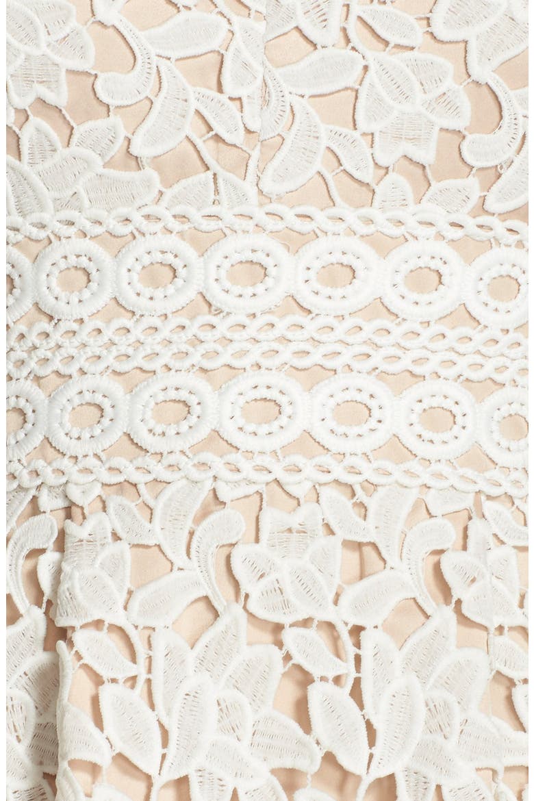 Lace Fit & Flare Dress, Alternate, color, WHITE