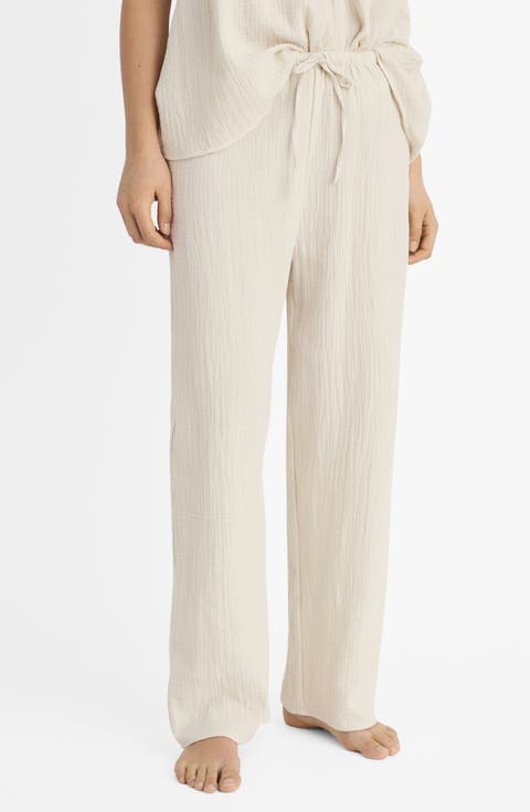 Cotton Wide Leg Pajama Pants