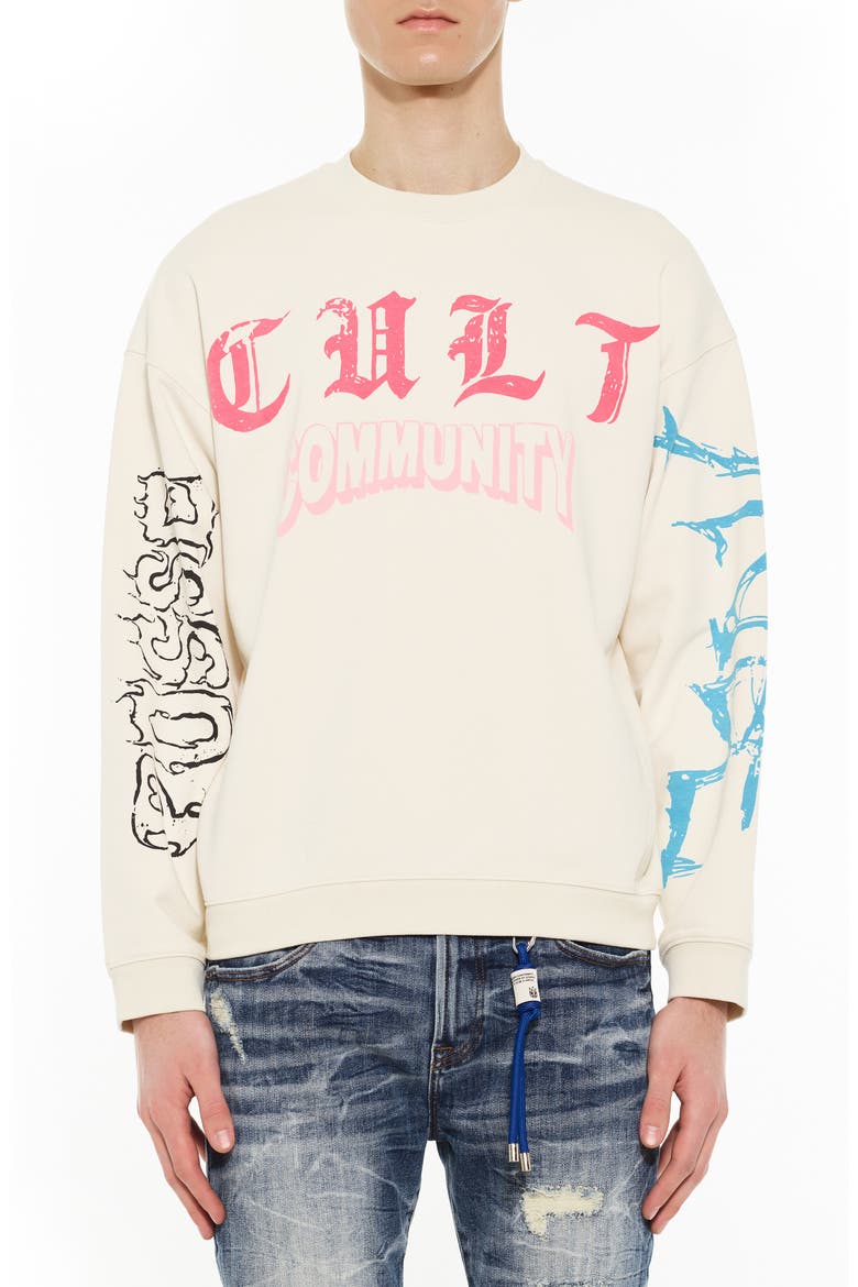Graphic Crewneck Sweatshirt, Main, color, WINTER WHITE