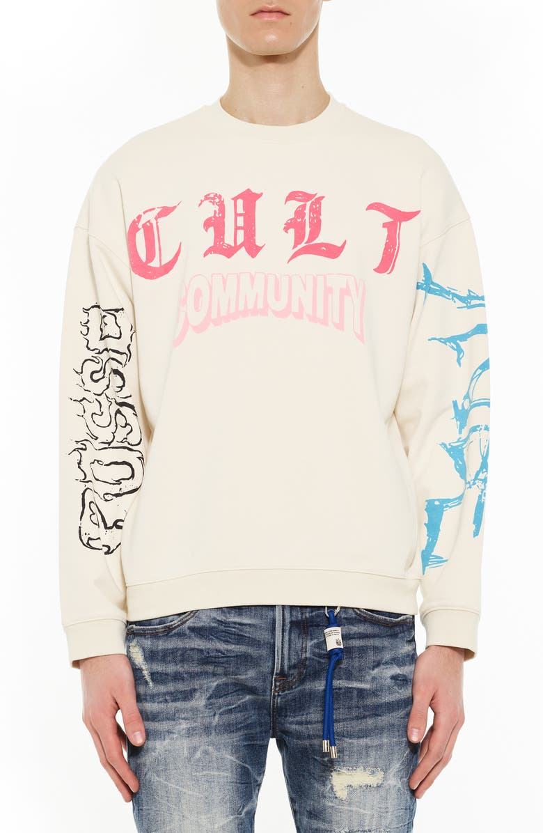 Cult of Individuality Graphic Crewneck Sweatshirt, Main, color, Winter White