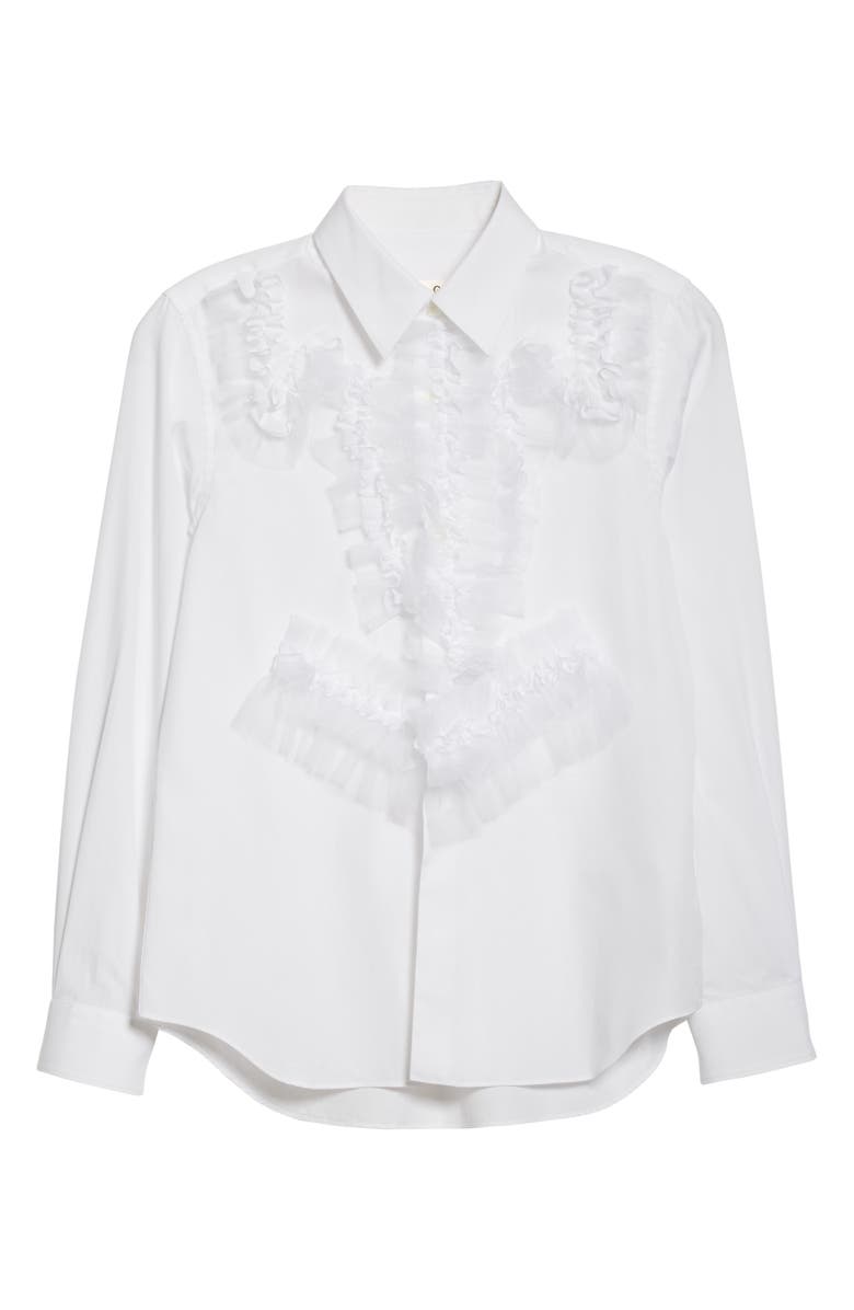 Comme des Garçons Ruffle Cotton Shirt, Alternate, color, 