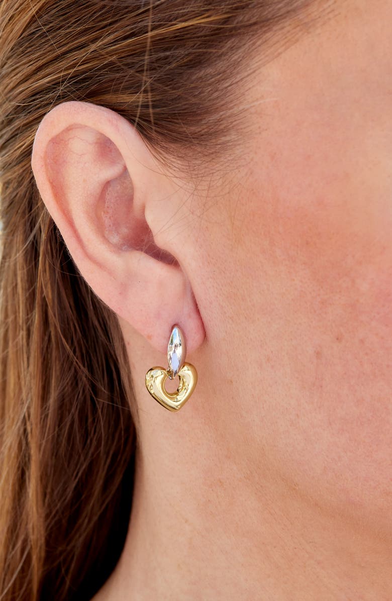 SAVVY CIE JEWELS Two-Tone Heart Drop Earrings, Alternate, color, Two Tone