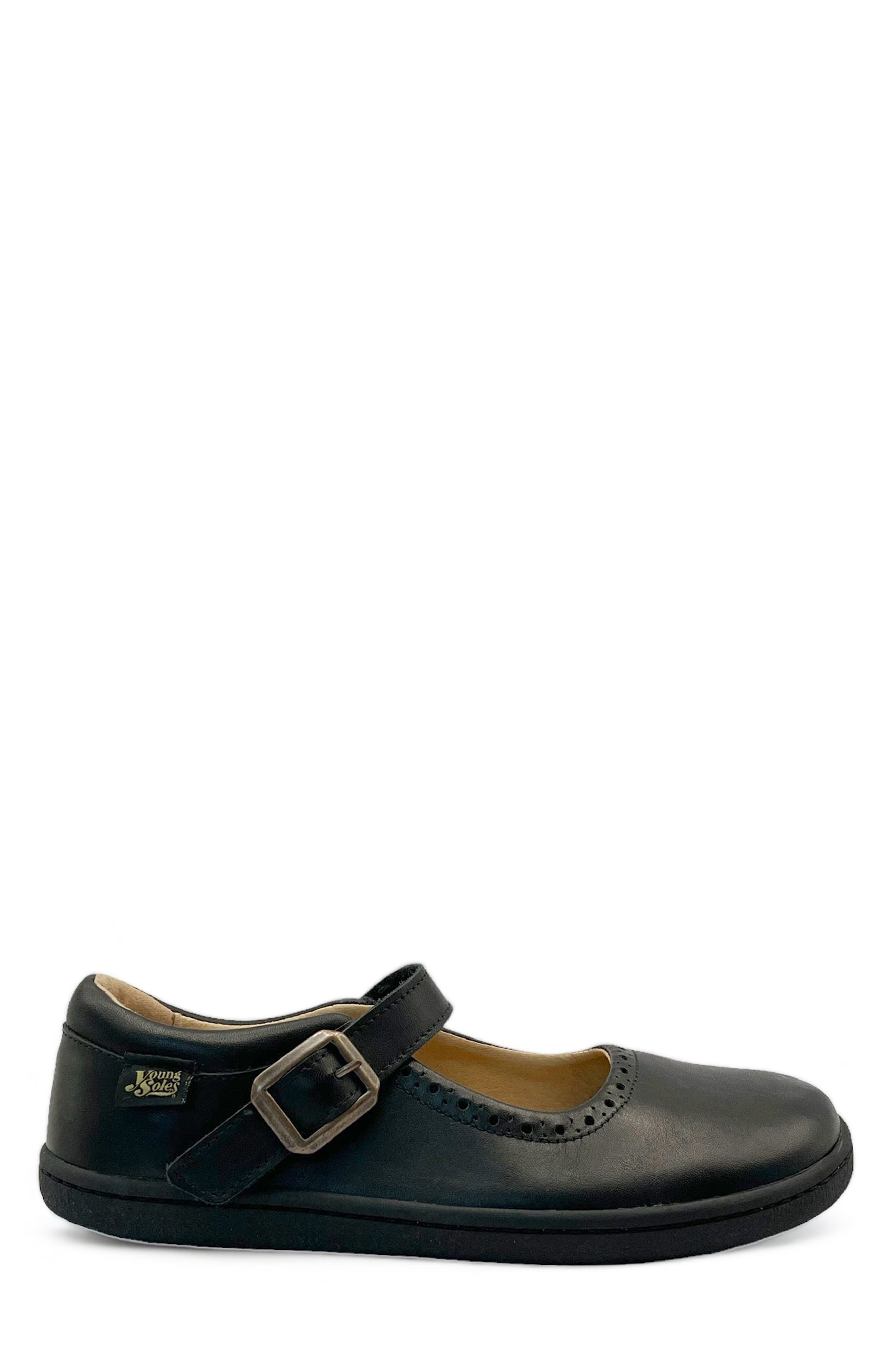 Young Soles Holly Barefoot Kids Mary Jane Shoe, Alternate, color, Black