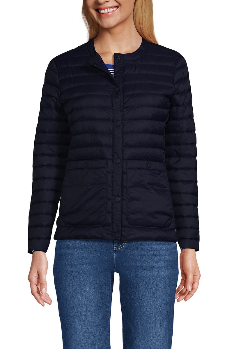 Lands' End Wanderweight Collarless Down Jacket, Alternate, color, 