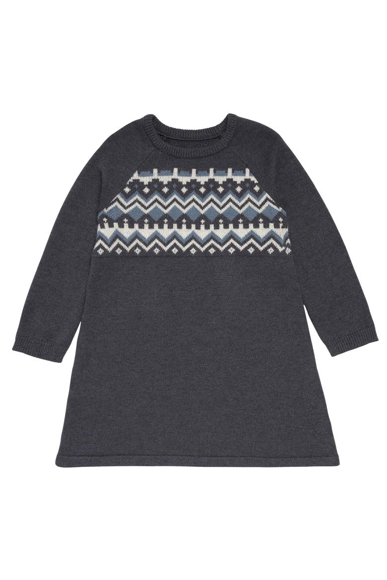 Dark Grey Heather Fair Isle Dress, Main, color, Dark Grey