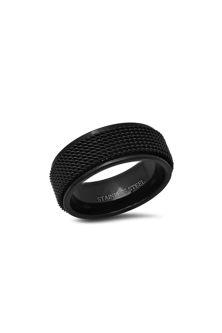Men's Textured Ring, Main, color, BLACK