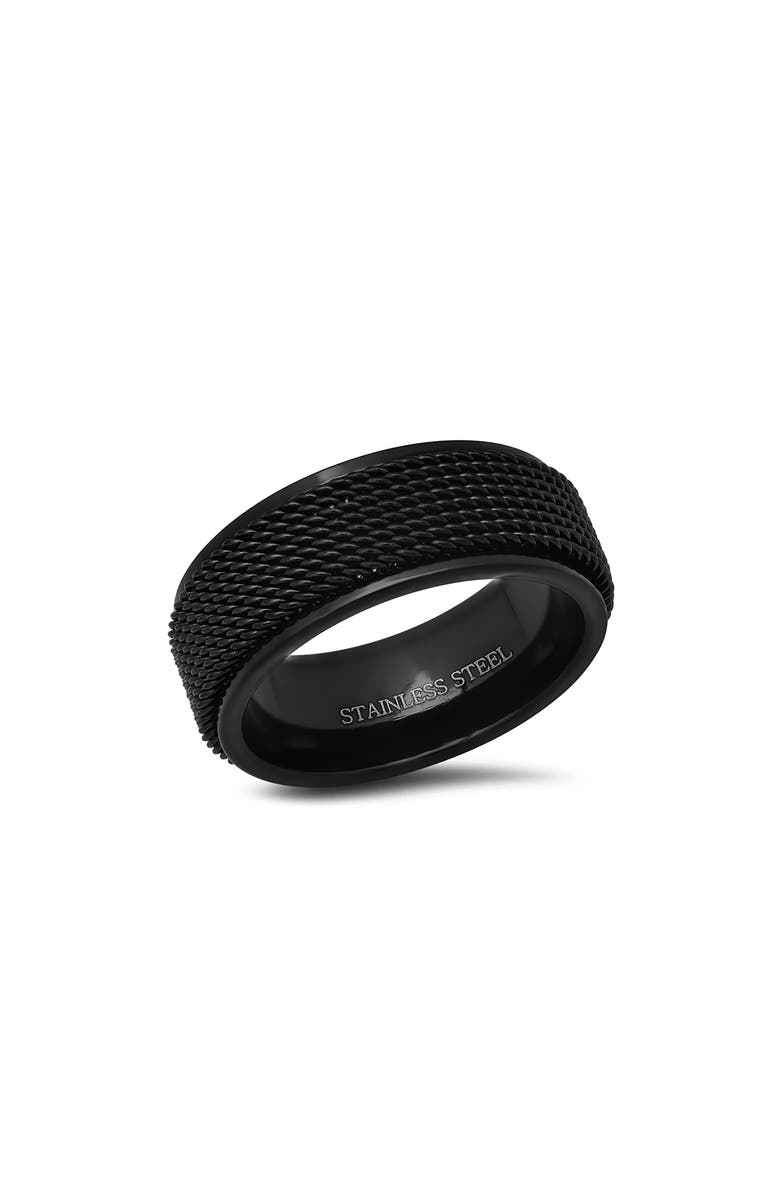 HMY JEWELRY Men's Textured Ring, Main, color, Black