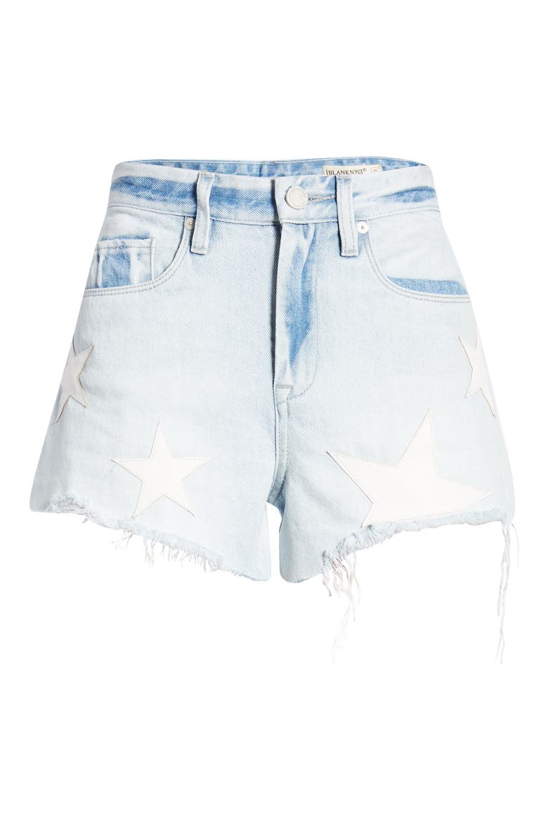 The Barrow Allstar Patch High Waist Denim Shorts, Alternate, color, LIGHT WASH