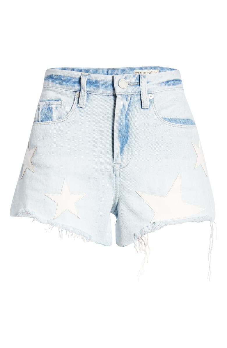 BLANKNYC The Barrow Allstar Patch High Waist Denim Shorts, Alternate, color, Light Wash