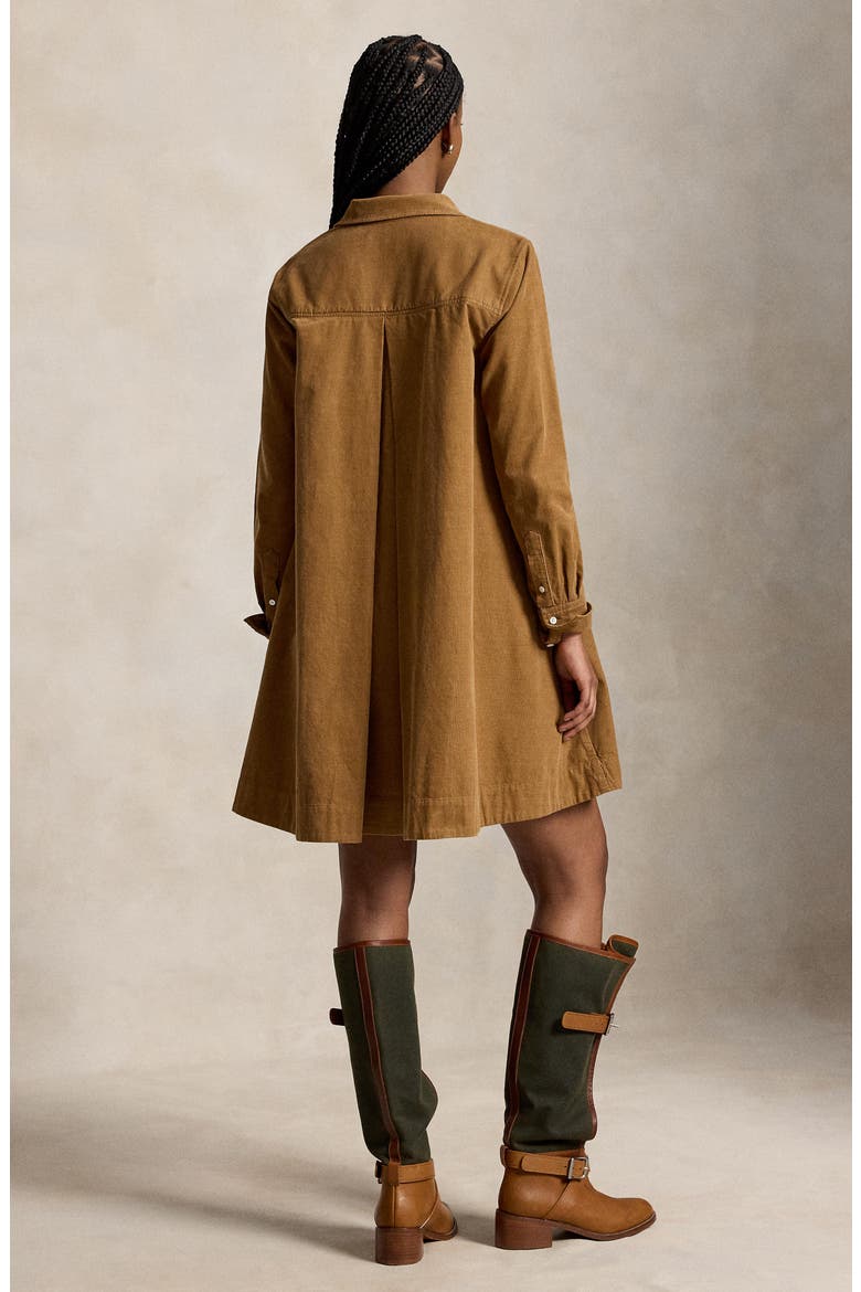 Long Sleeve Cotton Corduroy Shirtdress, Alternate, color, TAN