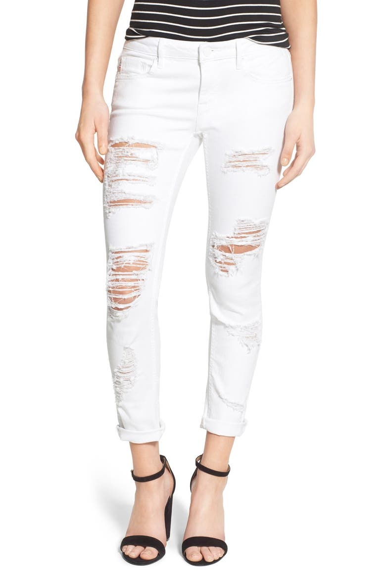 'Tomboy 'Thompson' Destroyed Skinny Jeans, Main, color, WHITE