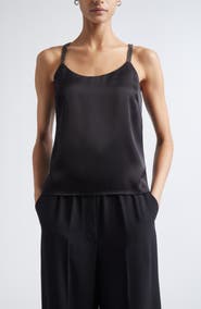 ST. JOHN Crystal Beaded Strap Liquid Satin Camisole