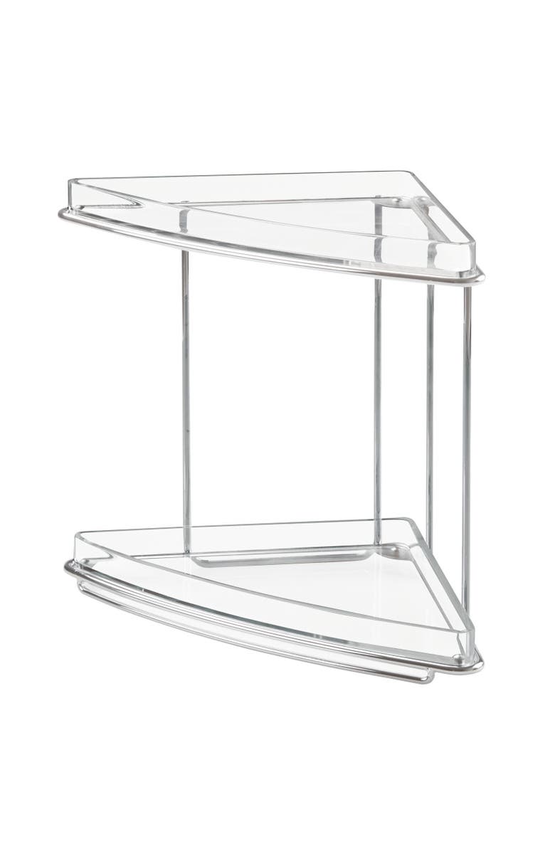 mDesign Steel/Plastic 2-Tier Freestanding Bathroom Corner Organizer Shelf, Main, color,