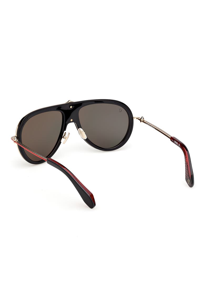 Greggo 61mm Pilot Sunglasses, Alternate, color, SHINY BLACK FRONT / PALE GOLD OVER RED ENAMEL TEMPLE / ZEISS SMOKE W/ RED FLA