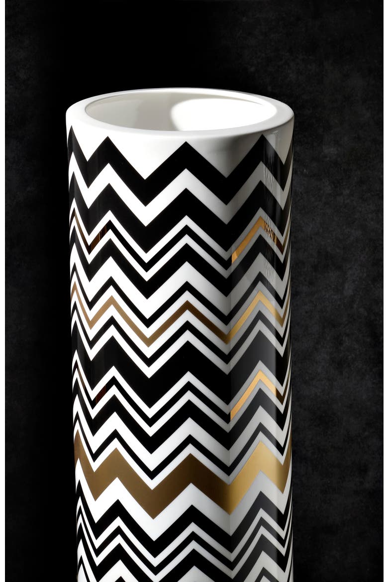 High Vase ZIG ZAG  Gold diam. 6.3", H 14", Alternate, color, Multicolor