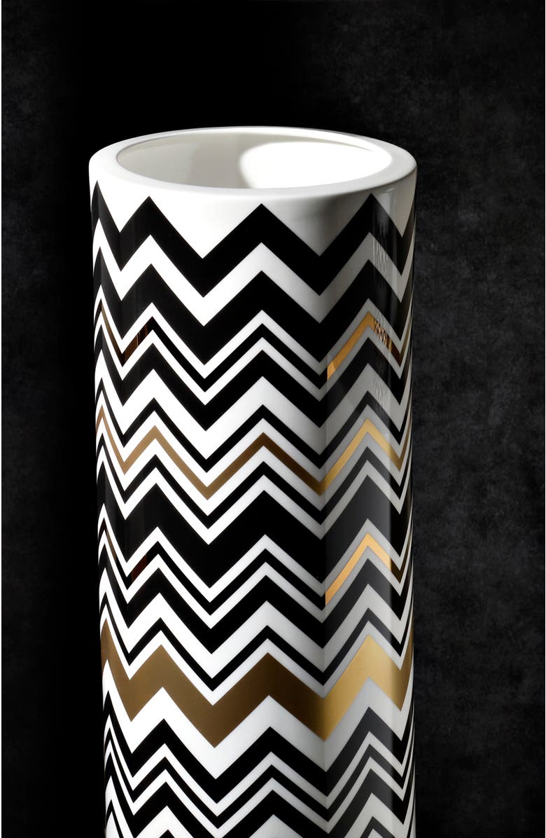 Missoni Home Tableware High Vase ZIG ZAG Gold diam. 6.3", H 14", Alternate, color, Multicolor