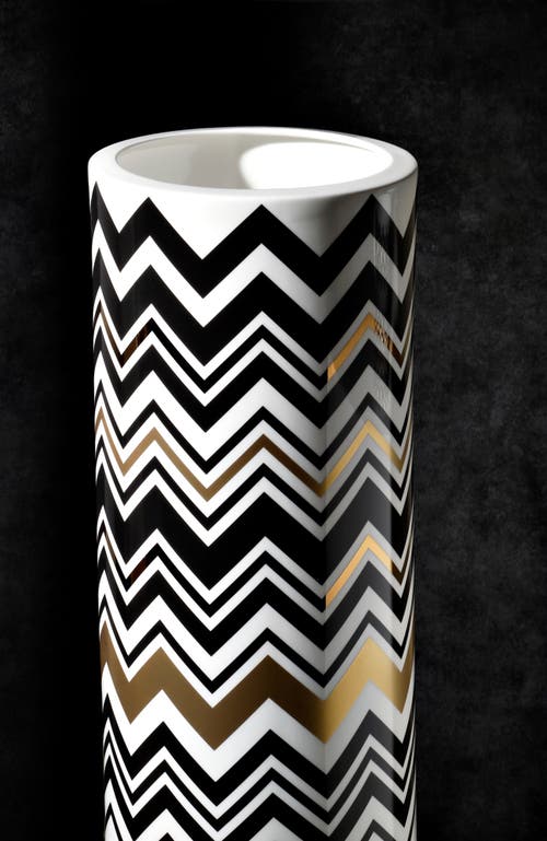 Missoni Home Tableware High Vase Zig Zag Gold Diam. 6.3", H 14"