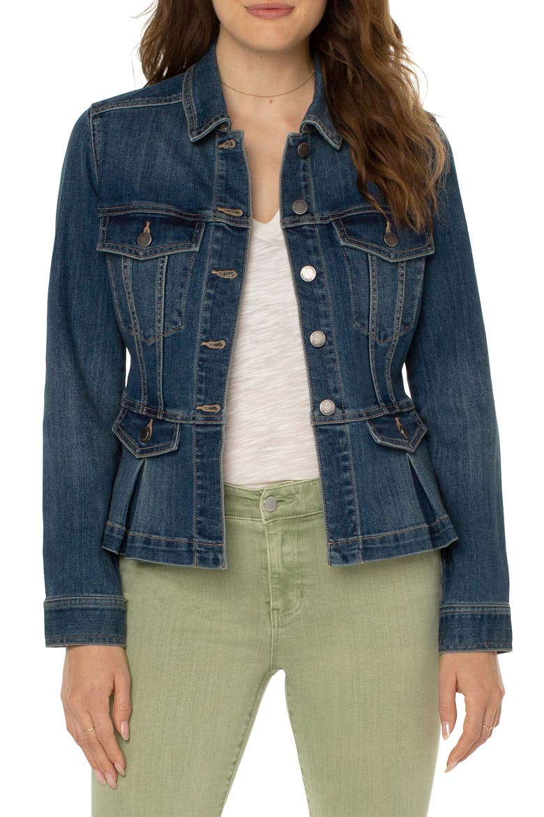 Peplum Denim Jacket, Main, color, SEEDLING
