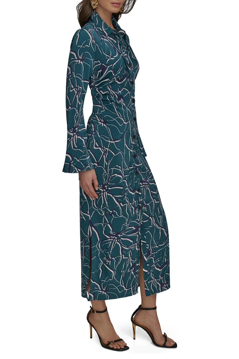 Floral Long Sleeve Shirtdress, Alternate, color, GREEN/ ECLIPSE
