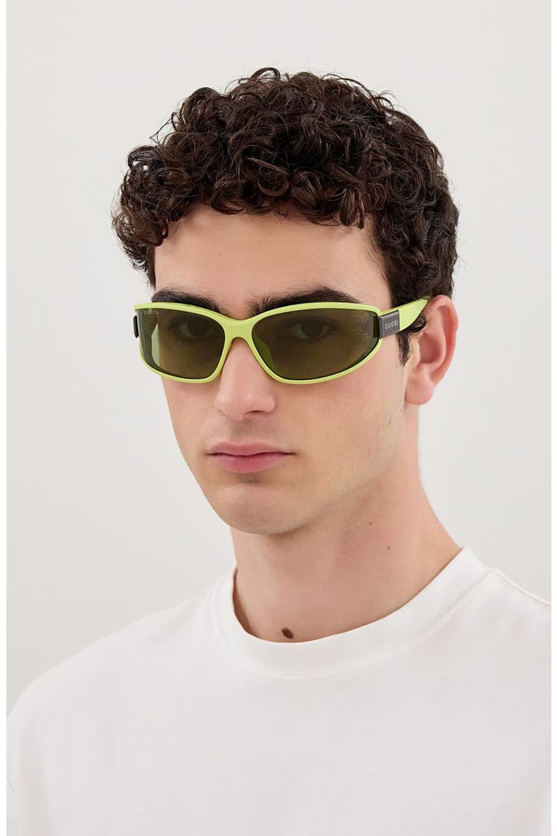 73mm Geometric Sunglasses, Alternate, color, GREEN
