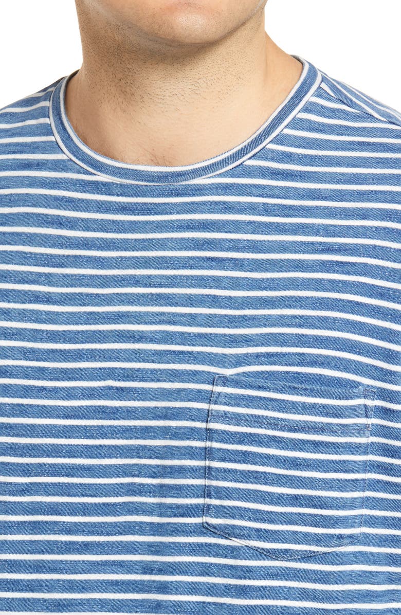 Peter Millar Seaside Indigo Stripe Pocket T-Shirt, Alternate, color,