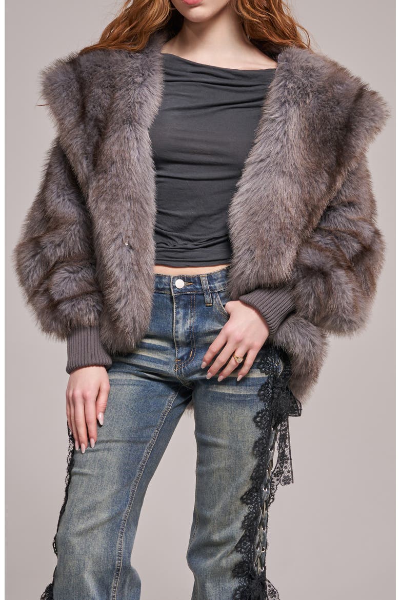 Dusk Faux Fur Jacket, Alternate, color, GREY