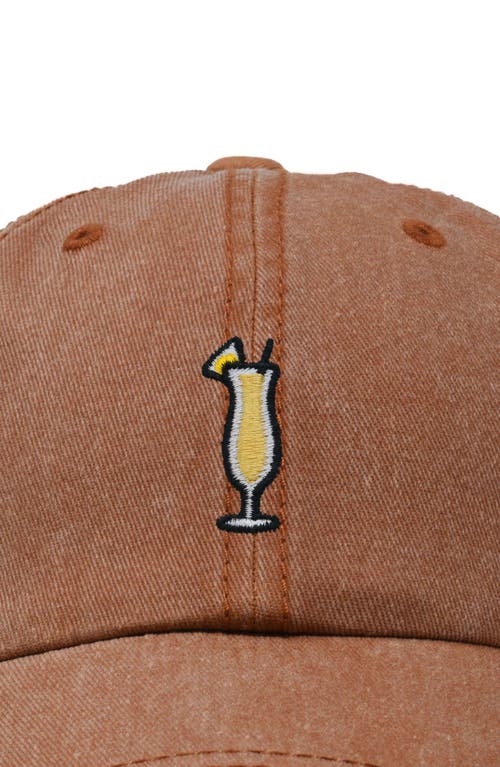 Dalix Pina Colada Embroidered Dad Cap In Washed Orange