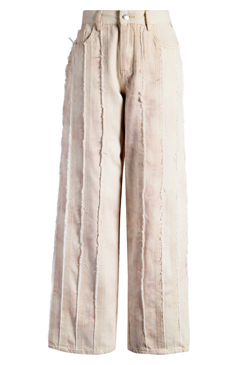 Mistress Rocks Dusty Frayed Wide Leg Jeans, Alternate, color, Cream