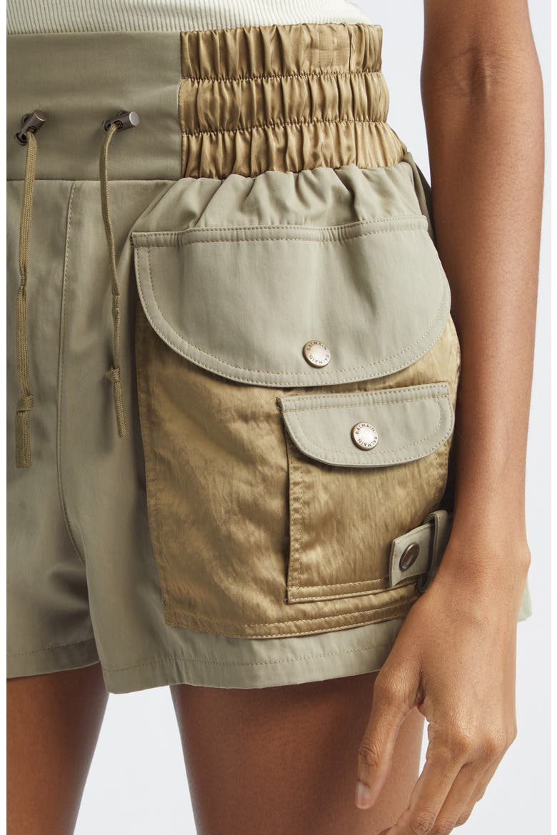 High Waist Multipocket Cotton Twill & Nylon Shorts, Alternate, color, 7GS PALE GREEN