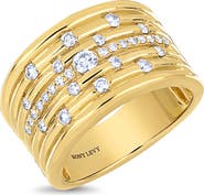 Bony Levy 18K Gold Cleo Natural Diamond Fluted Wide Ring (Online Trunk Show)