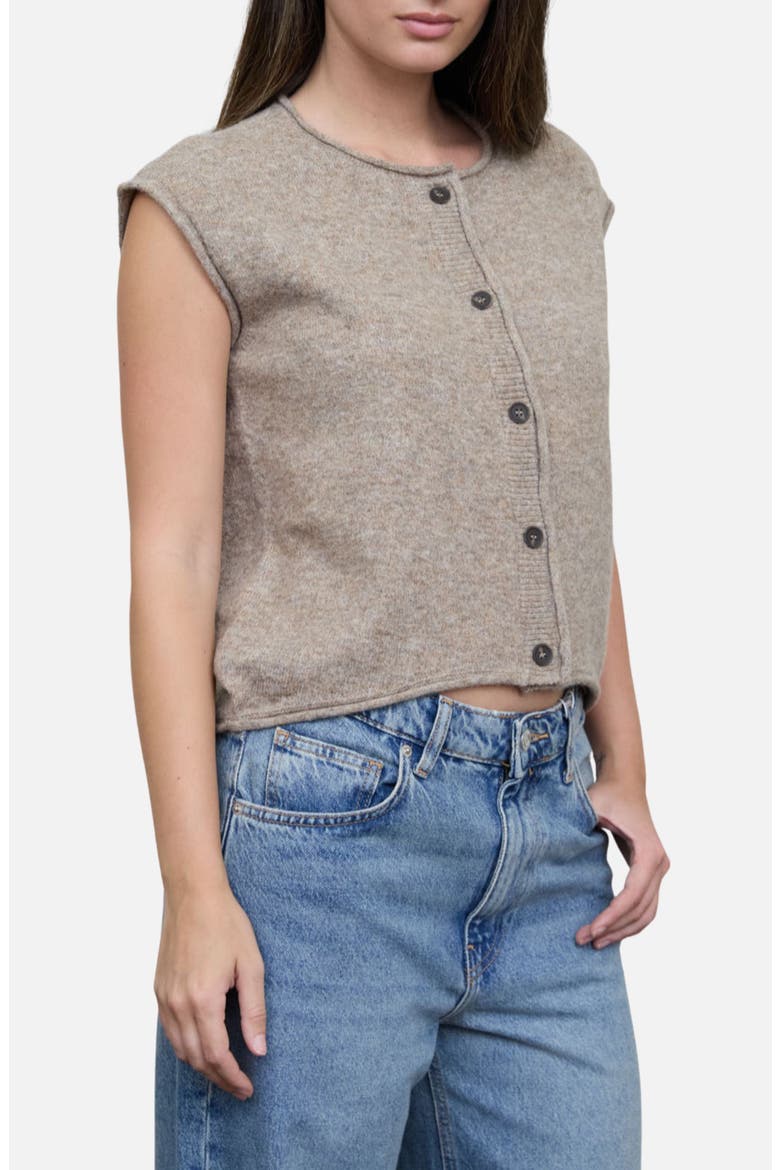 Cap Sleeve Crop Cardigan, Alternate, color, TAN