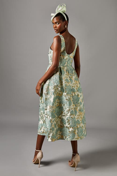 Coast V-neck Jacquard Midi Dress In Gray