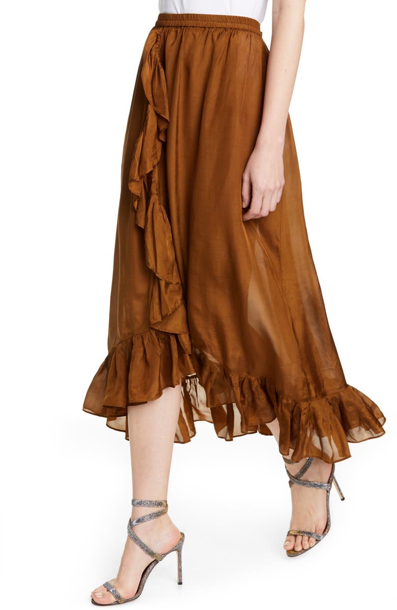 Mes Demoiselles Habibi Ruffle Cascade Midi Skirt, Alternate, color, 