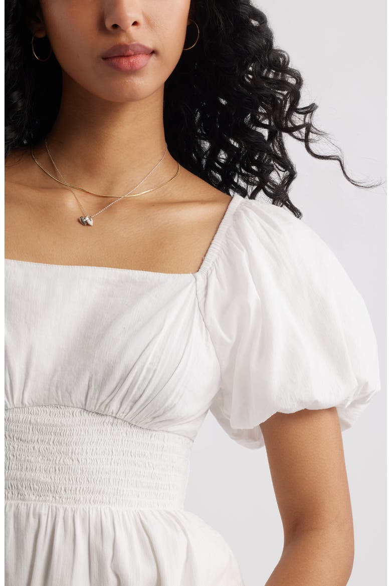 Tiered Puff Sleeve Dress, Alternate, color, WHITE BLANC