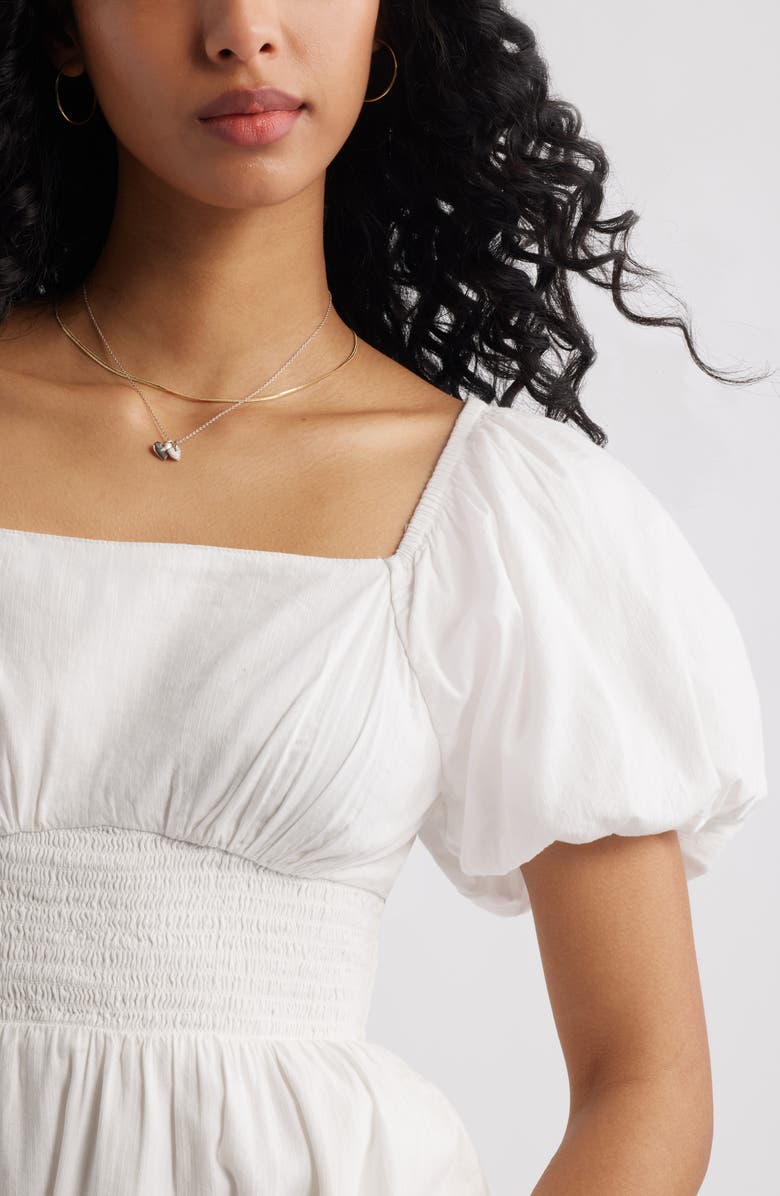 BP. Tiered Puff Sleeve Dress, Alternate, color, White Blanc