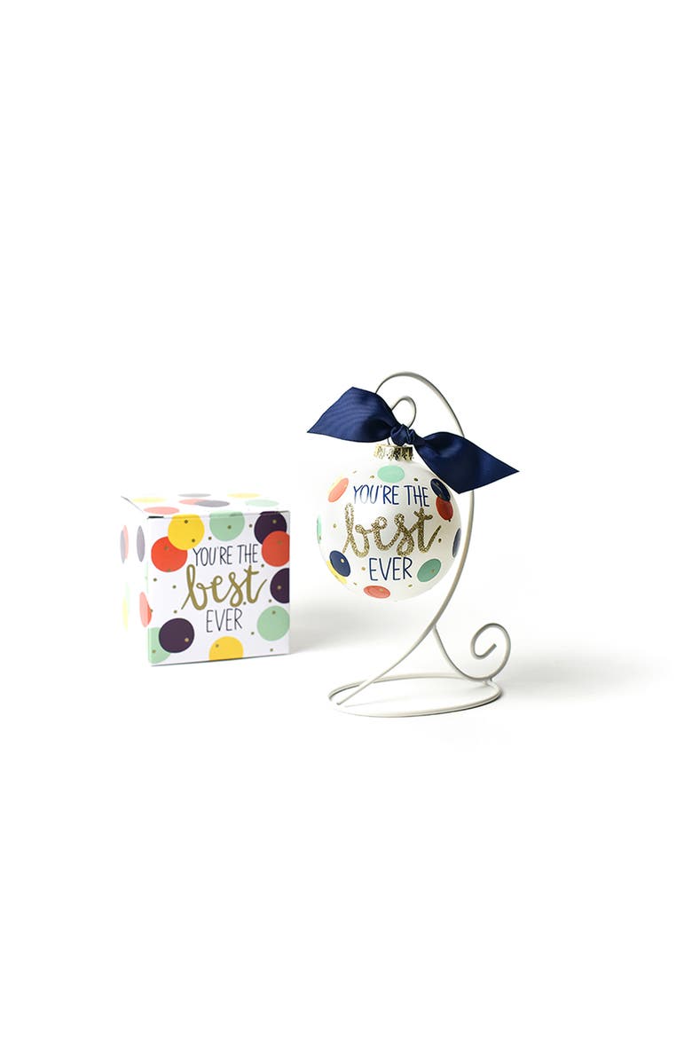 Youre the Best Ever Glass Ornament with Stand, Main, color, White