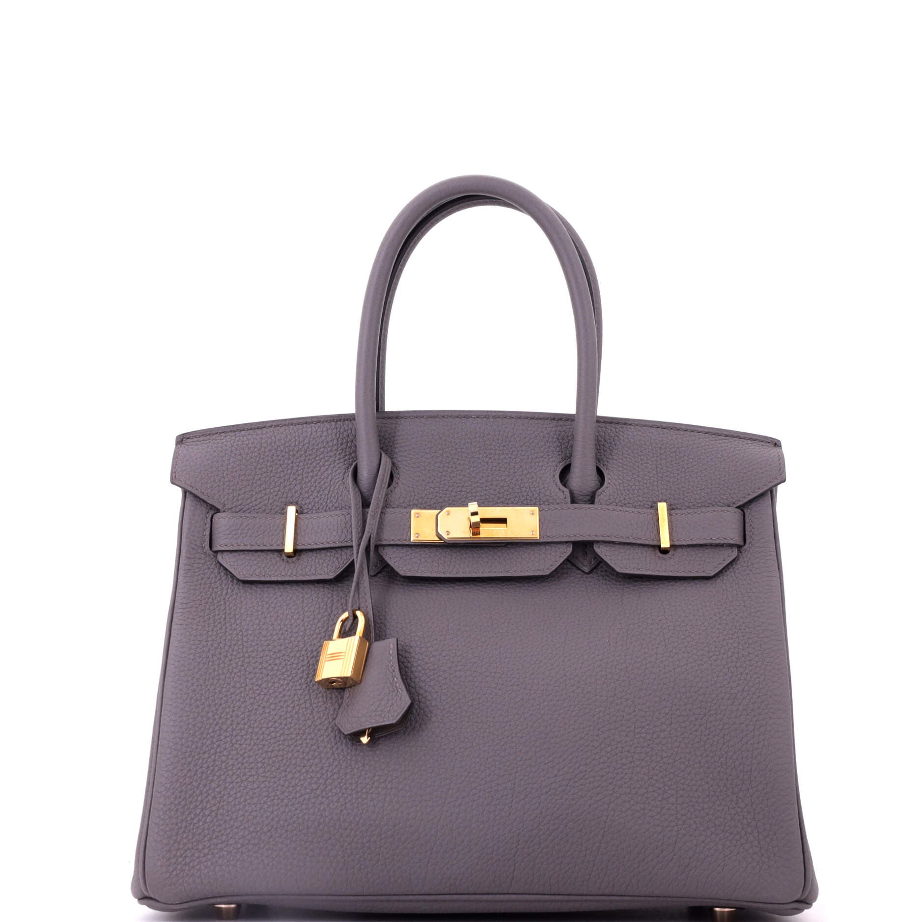Pre-Owned Hermes Birkin Handbag Grey Togo with Rose Gold Hardware 30, Main, color, Etain
