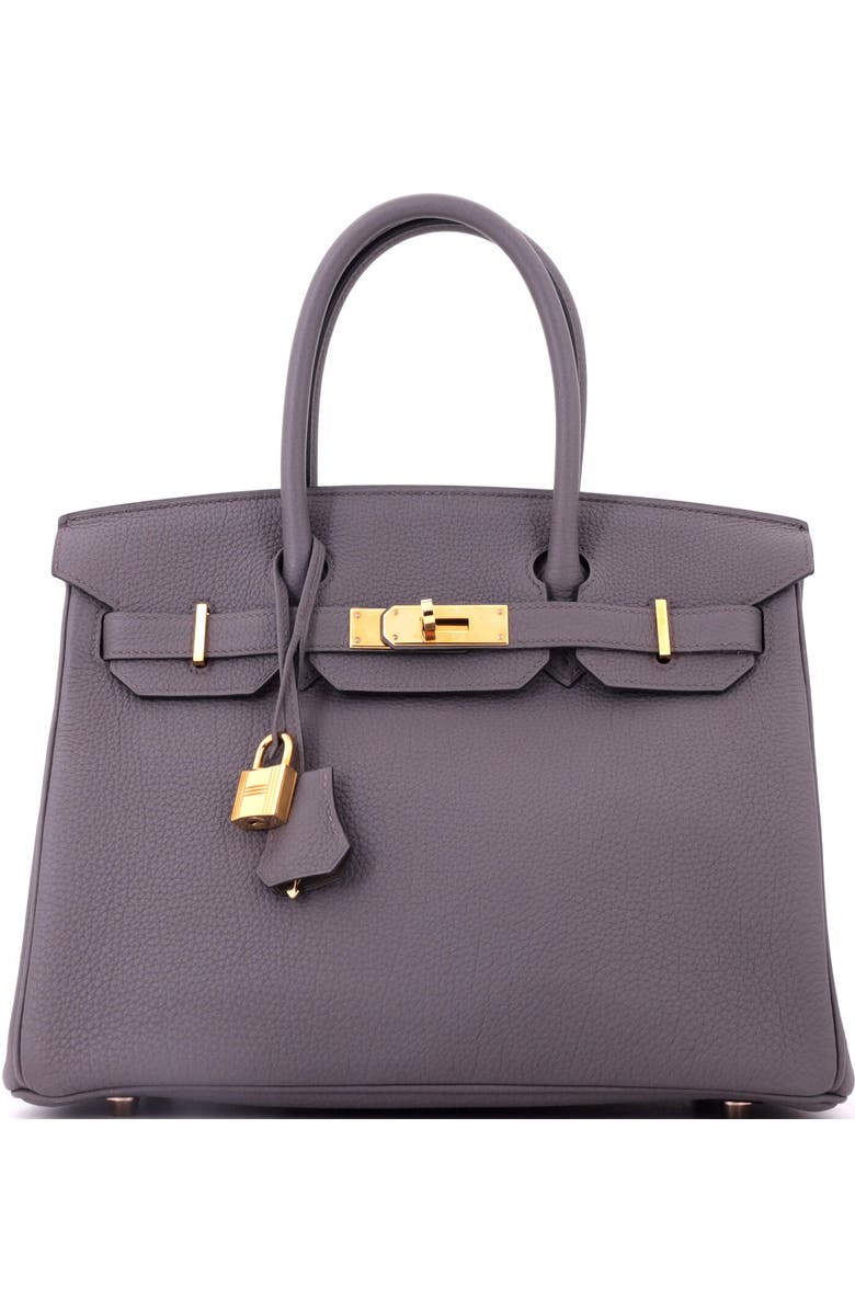 Pre-Owned Hermes Birkin Handbag Grey Togo with Rose Gold Hardware 30, Main, color, Etain