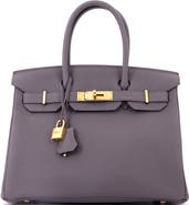 Pre-Owned Hermes Birkin Handbag Grey Togo with Rose Gold Hardware 30