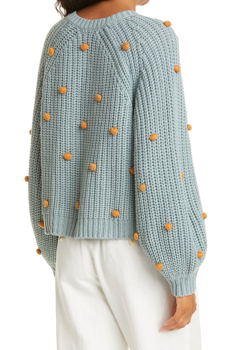 The Bobble Sophomore Cotton Blend Cardigan, Alternate, color, DUSTY BLUE WITH HONEY