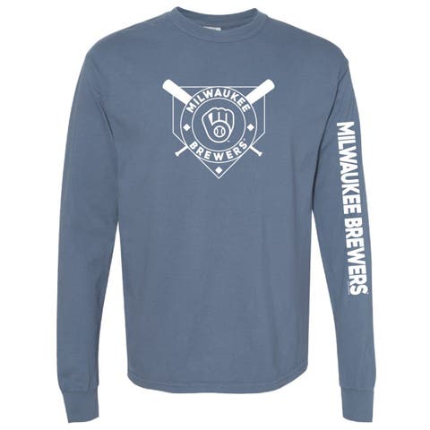 Women's Soft as a Grape Navy Milwaukee Brewers Pigment Dye Long Sleeve T-Shirt