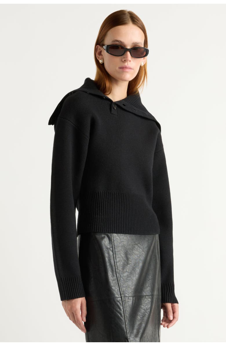 Modern Citizen Elijah Foldover Button-Collar Sweater, Main, color, Black