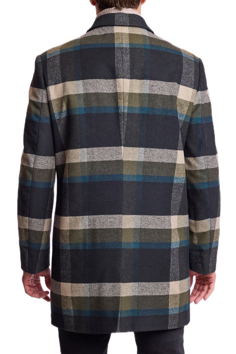 Buffalo Plaid Stretch Topper Overcoat, Alternate, color, KHAKI BUFFALO PLAID