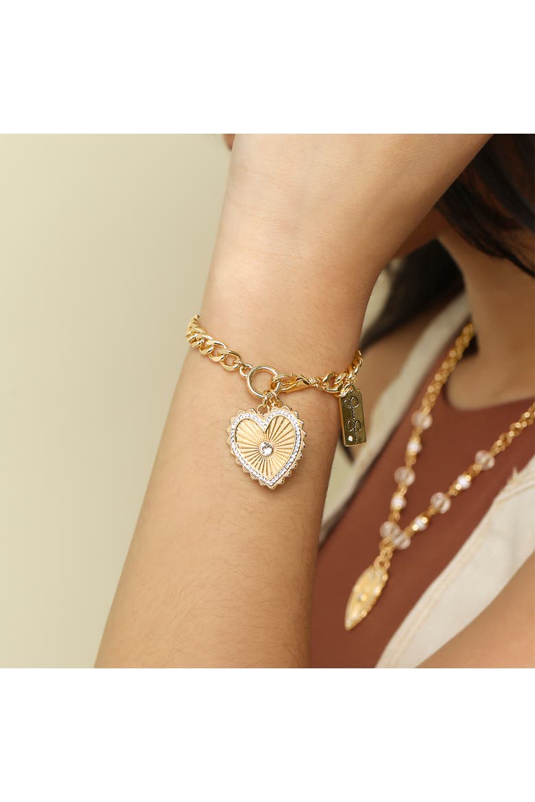 Heart Charm Bracelet, Alternate, color, Gold