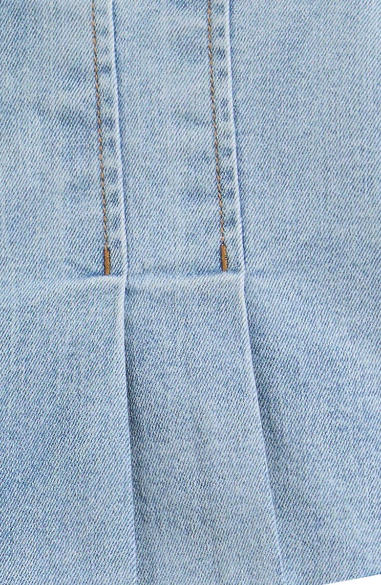 Love, Fire Kids' Pleated Poplin Trim Denim Skort, Alternate, color, Light Wash