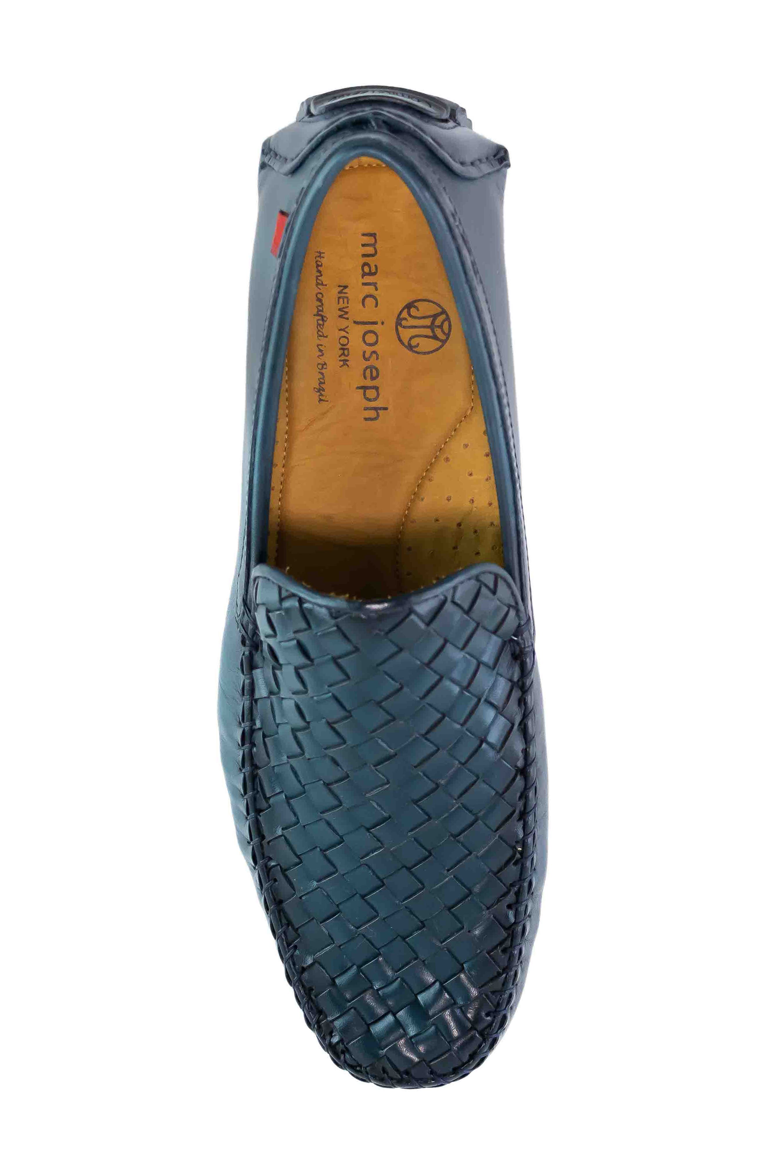 Spring Street Woven Leather Driving Loafer, Alternate, color, NAVY BASKET NAPA
