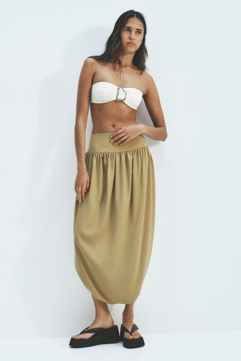 Bubble-hem Tulip Skirt, Main, color, Dark beige